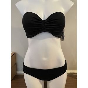Victoria’s Secret Black Strapless Bandeau Bikini 2 Piece 36C / Medium